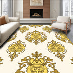 Golden Elaborate Damask Pattern Rug