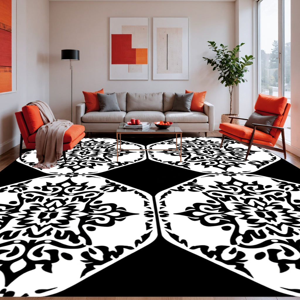 Monochromatic Intricate Medallion Pattern Rug
