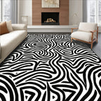 Abstract Black White Swirl Pattern Rug