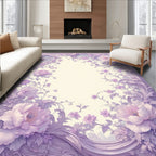 Pastel Floral Swirls With Leaves Rug