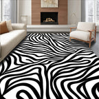 Monochrome Zebra Stripe Abstract Pattern Rug