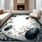 Dramatic Beetles Floral Scroll Pattern Rug