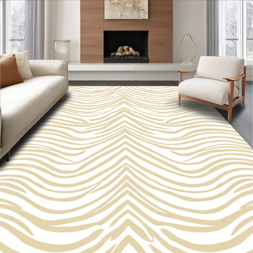 Neutral Wavy Animalistic Print Rug