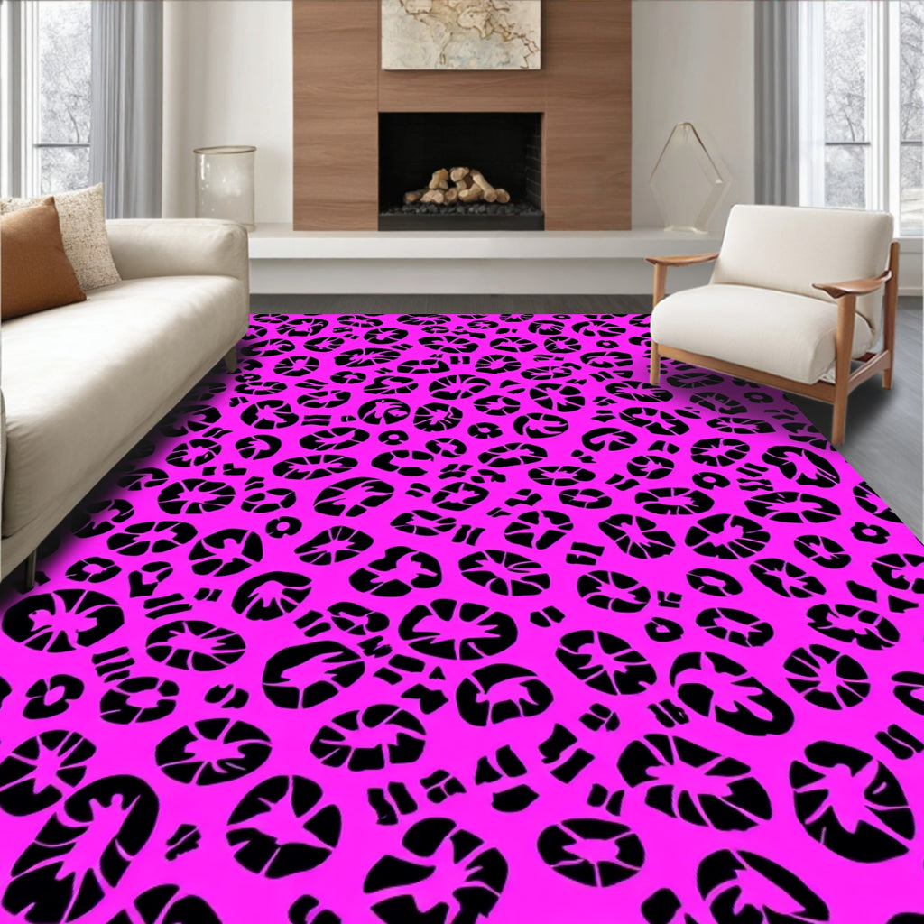 Bold Pink Leopard Print Pattern Rug