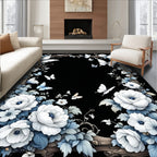 Enchanted White Floral Butterfly Frame Rug