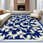 Royal Blue Scroll Pattern Rug
