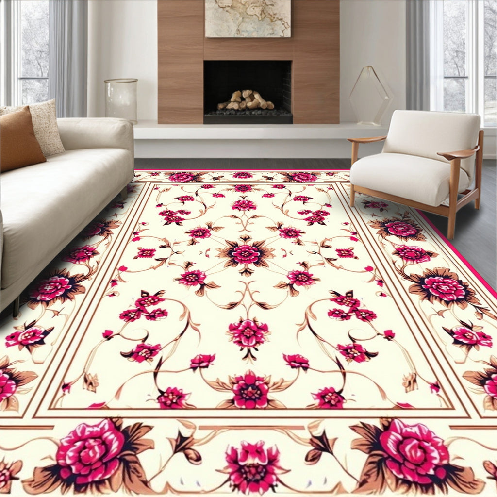 Ornate Floral Vine Pattern Rug