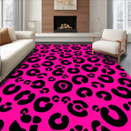 Hot Pink Black Leopard Spots Pattern Rug