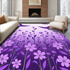 Purple Floral Bird Silhouette Rug