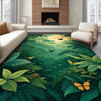 Jungle Moonlit Enchanted Forest Butterflies Rug