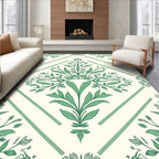 Green Botanical Diamond Pattern Rug
