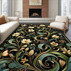 Art Nouveau Floral Butterfly Pattern Rug