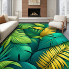 Lush Tropical Leaf Pattern Rug