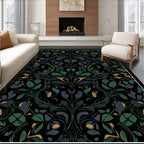 Dark Floral Vines Symmetry Design Rug