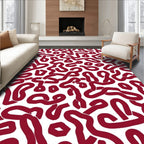 Crimson Wavy Interlocking Pattern Rug