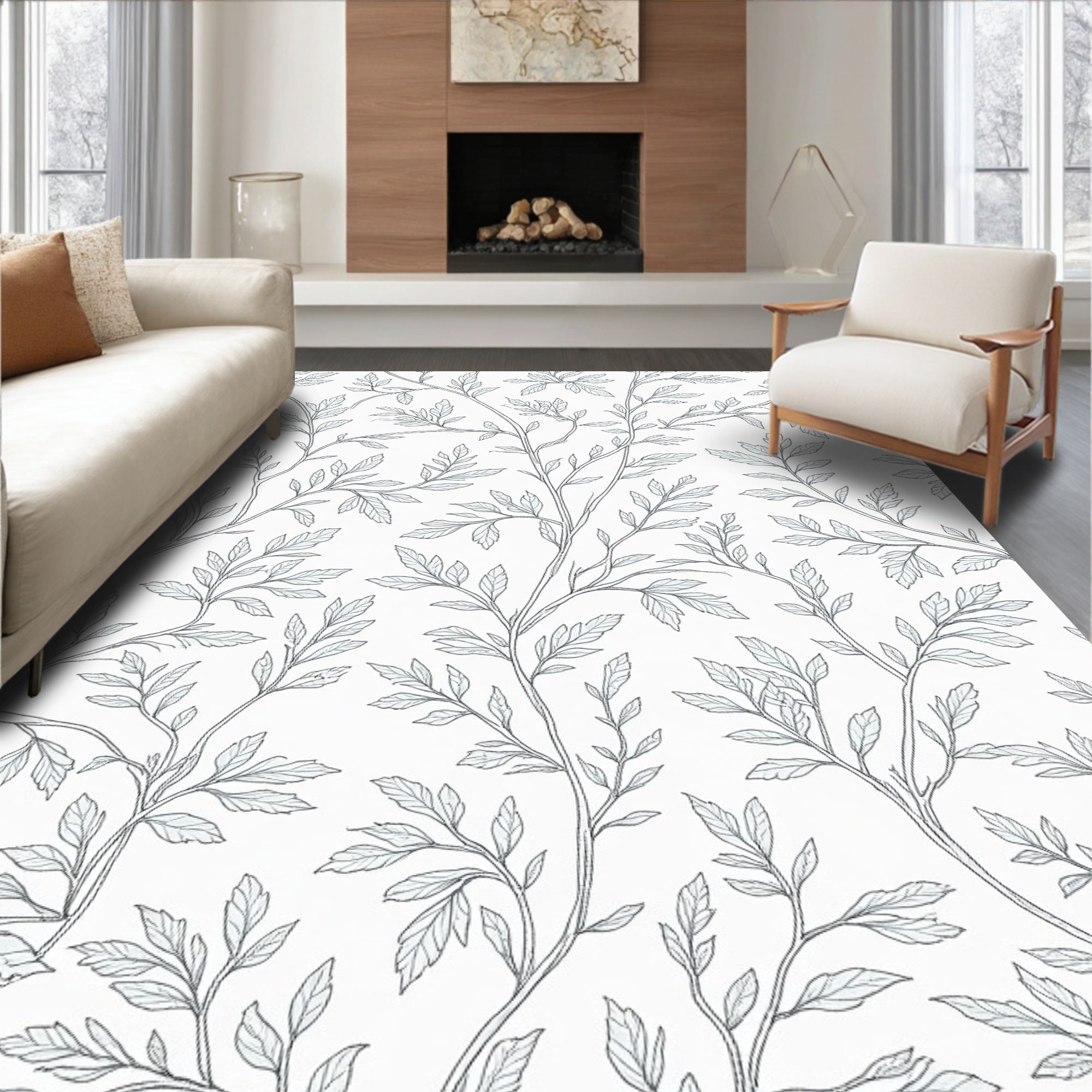 Vine And Leaf Patterned Rug