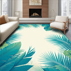 Tropical Green Leaf Frame Design Rug