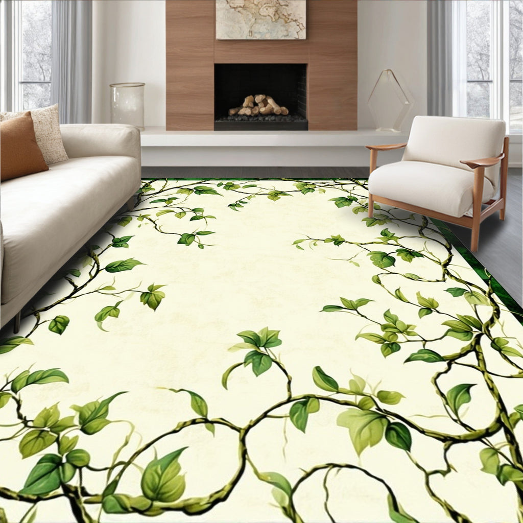 Vining Greenery Tropical Botanical Design Rug