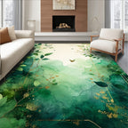 Elegant Green Foliage Pattern Rug