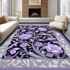 Art Nouveau Floral Lavender Gray Rug