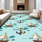 Nautical Sailboats and Anchor Pattern Rug