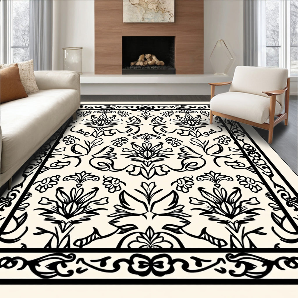 Classic Floral Scroll Work Design Rug