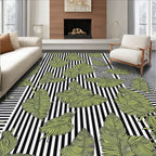 Tropical Palm Leaf Striped Design Rug