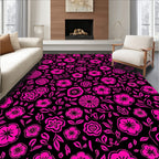 Bold Pink Floral Pattern Rug