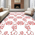 Stylized Red Floral Vine Pattern Rug