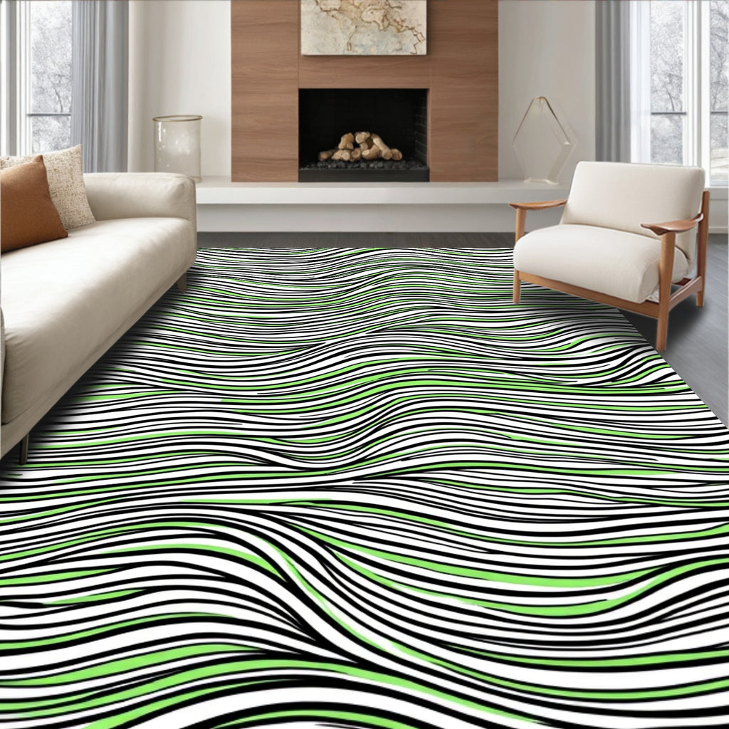 Wavy Stripe Abstract Graphic Design Rug