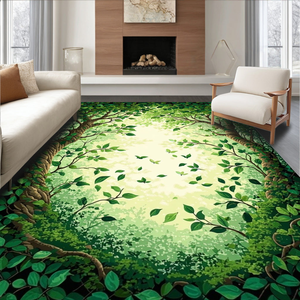 Enchanted Forest Leaf Pattern Design Rug