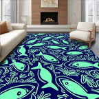 Aquatic Life Blue Pattern Rug
