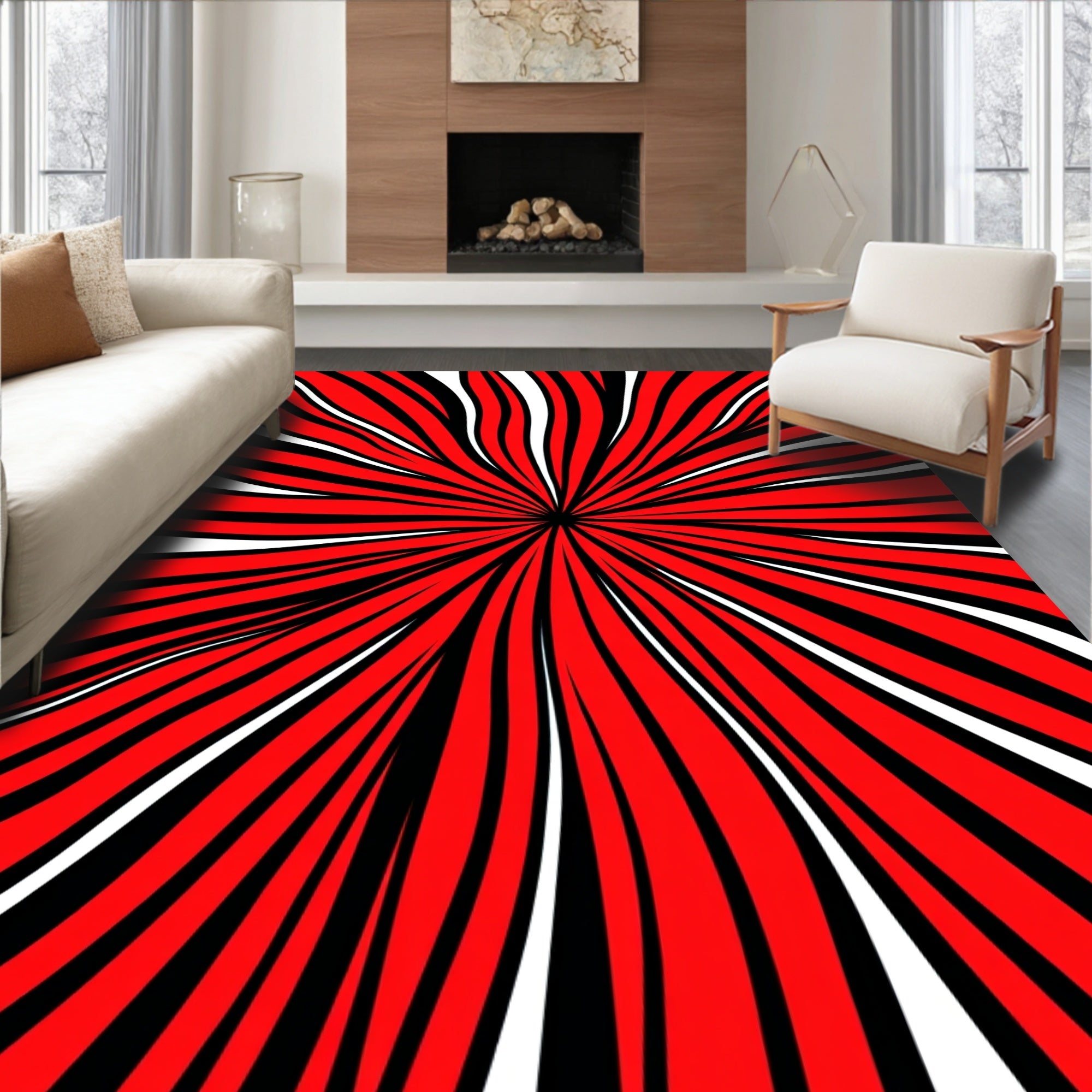 Radiating Lines Bold Pattern Rug