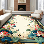Oriental Lotus Butterflies Scenic Rug