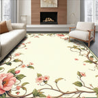 Elegant Pink Floral Vine Border Rug