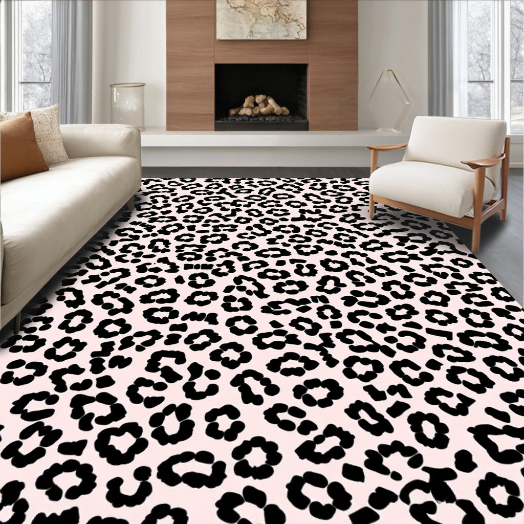Black Leopard Print Design Rug