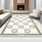 Geometric Floral Interlocking Border Design Rug