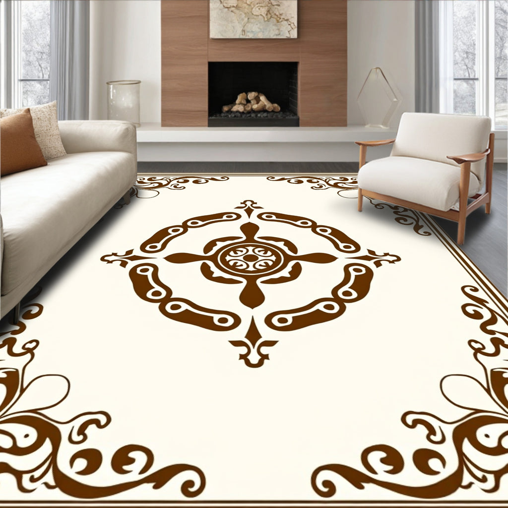 Ornate Corner Floral Scrollwork Rug