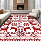 Red Deer Snowflakes Festive Border Rug