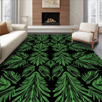 Emerald Green Tropical Leaf Symmetry Rug