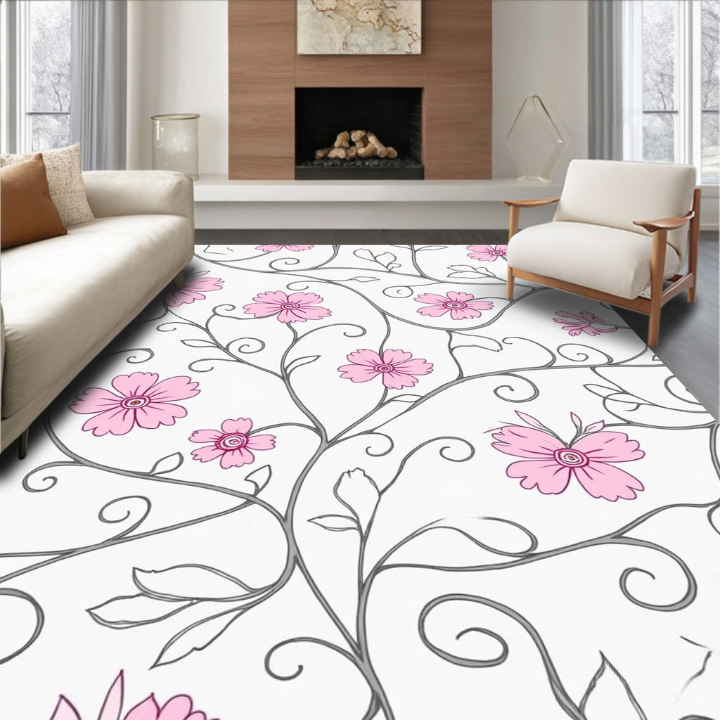 Vine And Bloom Floral Pattern Rug