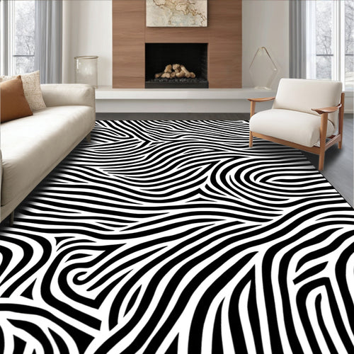 Abstract Flowing Wavy Lines Design Rug