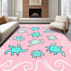 Pink Turtle Swirl Pattern Design Rug