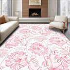 Delicate Pink Floral Whimsical Design Rug