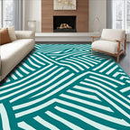 Teal White Intertwined Lines Rug