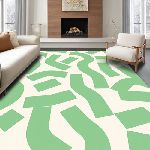 Abstract Green Swirls Lines Rug
