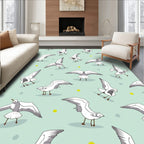 Whimsical Seagull Flight Pattern Design Rug