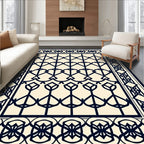 Statement Black Cream Geometric Pattern Rug