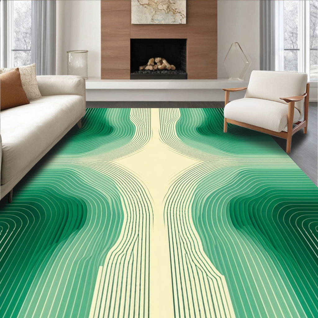 Emerald Green Graduated Stripes Rug