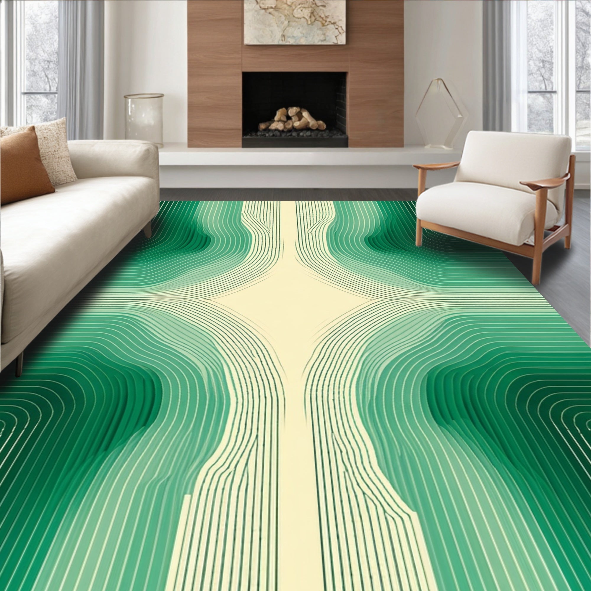 Emerald Green Graduated Stripes Rug